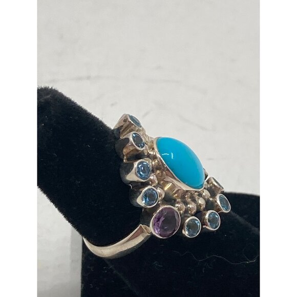 Nicky Butler 925 Sterling Silver Turquoise & Gemstone Ring Size 7 Featuring Blue - Picture 3 of 8